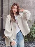 Korean Sweet Chic Jacket Women Loose Fall Long Sleeve Elegant Short Coat Fashion Plaid Patchwork Preppy Style Cute Outwear Tops
