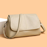 Pbong  Soft Leather Large Capacity Fashionable Wide Crossbody Bag for Women Pillow Shaped Handbag Business Commuting Style PU Material
