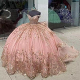 Pbong  Customized Pink Beaded Crysta Princess Quinceanera Dress Lace Appliqued Shiny Luxury Women Pageant Dress Vestidos De 15 Años