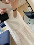 Pbong  Faionable Summer  Women's Bla Long Vest Dr Slimming Waist Design Square Collar Comfortable Korean Sle Commute