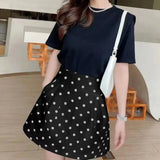 French Retro Dot Print Fluffy Short Skirt Summer New Chic White High Waist Slimming Umbrella Flower Bud A-line Skirt for Women