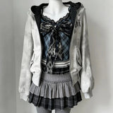 Pbong  2000s American Vintage Slim Sexy Camis Y2k Subculture Hot Girl Sleeveless Tops Harajuku Plaid Patchwork Dark Gothic Tanks Chic