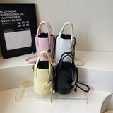 Pbong  Small Bucket Crossbody Bags for Women PU Shoulder Bag Luxury Designer Short Handle Purses and Handbags