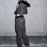 2000s European American High street HipHop Punk Rock Aesthetic Zipper Autumn Winter Trendy Female long sleeve Hoodie Pants Set