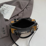 Vintage Small Faux Suede Shoulder Bags for Women Bucket Crossbody Bag Winter Luxury Designer Handbags and Purses