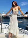 Transparent Mesh Slip Dress Sexy Hollow Out A-line Long Dress Fashion Female Vestidos 2025 Summer New Sheer Club Party Dress