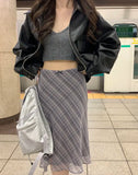 Plaid Skirt Vintage Women Elegant Sweet Korean Style Mid Skirt Y2k Harajuku fashion A-line summer Aesthetics Skirts