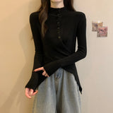 Autumn Winter Woman Vintage Irregular Pullovers Sweater Long Sleeve Turtleneck Knitwears 2000s Aesthetic Design Slim Solid Color