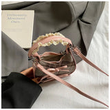 Pbong  Mini Fashion Shoulder Bag Urban Simple Style Faux Fur Underarm Butterfly Knot Handbag Stylish All-Match Small Dumpling Shape