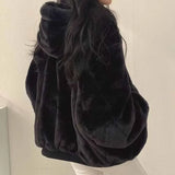 Winter Thicken Warm Parkas Women Fashion Double Sided Hooded Fleece Coat Ladies Korean Loose Long Sleeve Zip Up Jackets
