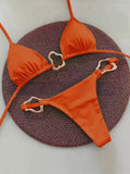 New Sexy Bikini Solid Color Lace-up Split Two-piece Swimsuit for Women