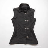 New High Street Fashion Popular Stand Colaar Sleeve Vest Y2k Aesthetic Single Breasted Sweet Cool Women Clothes Vintage Tops