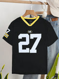 Women's Summer V-Neck Loose Casual Numeric Print T-Shirt Graphic Tee  Tops Loose And Breathable Sports Jersey Trendy T-shirt