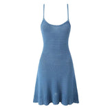 Sleeveless V-neck Knitting Short Dress Solid Beige Casual Vacation Slip Dress Fashion Slim 2025 New Women Dress Female Clothing