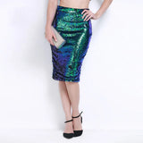 Pbong  Fashion Sequin Slim Pencil Skirts Women Sexy Night Club Glitter Bodycon Skirts Ladies Elegany Zipper High Waisted Midi Skirt