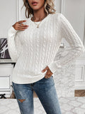 Women's autumn and winter solid color round neck pullover long sleeved knitted sweater