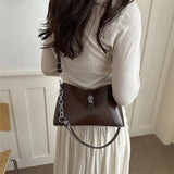 Pbong  Women PU Shoulder Bag Underarm Pouch Travel Shopping Top-Handle Bags Retro Daily Tote Handbag Vintage Crossbody Bags