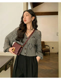 Long Sleeve Pointelle Knit Top Women Sweater Cardigan Sheer Button-up Sweater Jacket blusas para mujer Vacation Boho Outfit