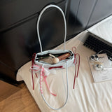 Pbong  Trendy Bow Shoulder Bag Y2K Summer  Underarm Bag Daily Square Bag Casual Ladies New in Vintage  Handbags and Purses