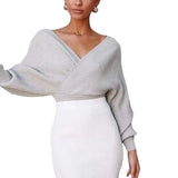 Pbong  Autumn/Winter Knitted Fashionable Women's Pullover Sweater Long Sleeve Off-The-Shoulder Waist-Fitted Top For Inner And Oute