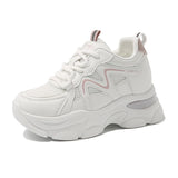 Pbong  Fashion Air Cushion Platform Sports Shoes for Women Mesh Breathable Chunky Sneakers Woman Thick Sole Anti Slip Vulcanized Shoes