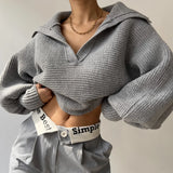 Pbong  New Women's Faion Knitted Sweater Lapel Pullover Blouse Svel Autumn Season Other Material 00% Ladies Knitwear