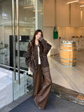 High End Vintage Leopard Autumn Winter Casual Carts Y2k American Punk Office Lady Women Cardigan Warm Harajuku Clothing