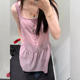 Pbong  Stylish Square Neckline Women's Dress Sweet Strap A-Line Skirt Ultra-Fairy Korean Style Breathable Skin-Friendly Commute