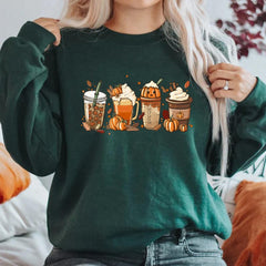Fall Coffee Sweatshirt Cute Fall Hoodie Thanksgiving Sweatshirt Halloween Hoodies Women Clothes Coffee Lover Pullovers Tops