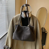 Pbong  Large Capacity Tote Bag Commuter Bag Women's Simple Underarm Bag Autumn Winter New Style City Minimalist PU Bucket Shape Magn...