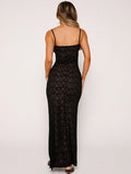 Sexy Solid Lace See Through Women Sling Dresses Fashion Sleeveless Backless Maxi Dress Summer Female Party Club Vestidos