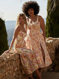 Print Slim Bodycon A-line Dress Women Spaghetti Strap 2023 Summer Dress Midi Long Split Nightclub Sexy Party Dresses