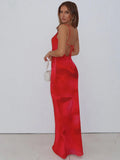 Lace-Up Print Backless Dress Women Summer Trend Sexy Spaghetti Strap Sleeveless Slim Midnight Clubwear Party Vestidos