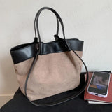 Pbong  New Luxury Designer Suede Leather Shoulder Bag Large Capacity Tote Bag Vintage Hobo Bucket Bag Retro Top-Handle Bags ﻿