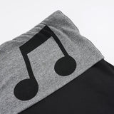 Pbong  Casual Musical Note Pattern Contrast Color Shorts Y2K Aesthetics  Folds Elastic  Waist Slim-Fitting Mini Bottom Summer Wear