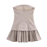 Pbong  Fashionable Shoulder Bared Short Dress Women's Style Sleeveless Strapless Dress Street Trend High Waist Polyester Summer Dress