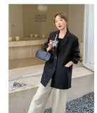 Elegant Black Blazer Women Fashion Sweet Long Sleeve Design Suit Coat Korean Casual Chic Female Fall Winter Sweet Jacket