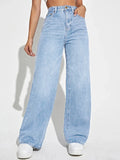  new women's wear European and American loose Denim wide leg pants slimming high waist all-match jeans for women