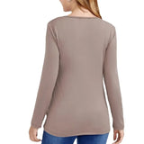 Pbong  Spring and Autumn New Soft Solid Color High-quality Pregnant Women's T-shirt Breastfeeding V-neck Long Sleeved Anti Glare Top