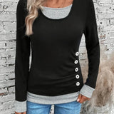 Pbong  T-shirt Women's Large Knitted Casual Solid Color