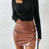 Pbong  High-grade Long-sleeved French  Blouse Suit With a Bottom Coat Female Spring and Autumn Winter Facial Mask Foreign
