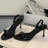 Pbong  Summer Fashion Open Toe Sandals Women Thin Low Heel Gladiator Narrow Band Party Shoes