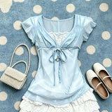 Pbong  Y2k Japanese Style Bow Kawaii 2 Piece Skirt Sets 2000s Slim Sweet Camis + Mini Skirts Harajuku Vintage Hot Girl Summer Suit Chic