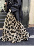 Large Polka Dot Print Pleat Long Skirt Elastic Waist Fashion Sprint Women Skirt A-line Loose Streetwear Summer Skirt 2025 New