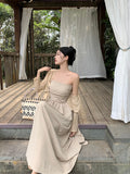 Summer New Hepburn Style Pure And Simple Pleated Temperament Long Skirt French Dress Fairy Skirt