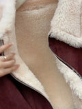 Faux Lamb Suede Jacket Women Winter Warm Long Sleeve Vintage Cotton Coat Korean Casual Lady Thick Long Sleeve Retro Tops