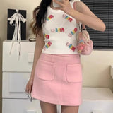 Pbong  Spicy Girl Letter Print Knitted Crop Top Women's Sleeveless Slimming Vest New Inner Wear Fashionable Design