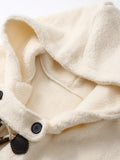 Faux Woolen Long Coat Women Long Sleeve Big Pocket Cow Horn Button Hoodies Outwear Autumn Winter Warm Loose Lady Jackets