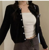 Alobee Red Cardigan Knit Early Autumn Women Clothes New 2024 Outdoor Crop Sweater Outerwear Long Sleeve Top Bottoming Shirt