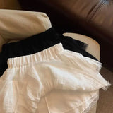 Pbong  New Black White Lace Spliced Women's Skirt Sweet Cute Cascading Ruffles Cake Skirts College Style Summer All-Match A-Line Skirt